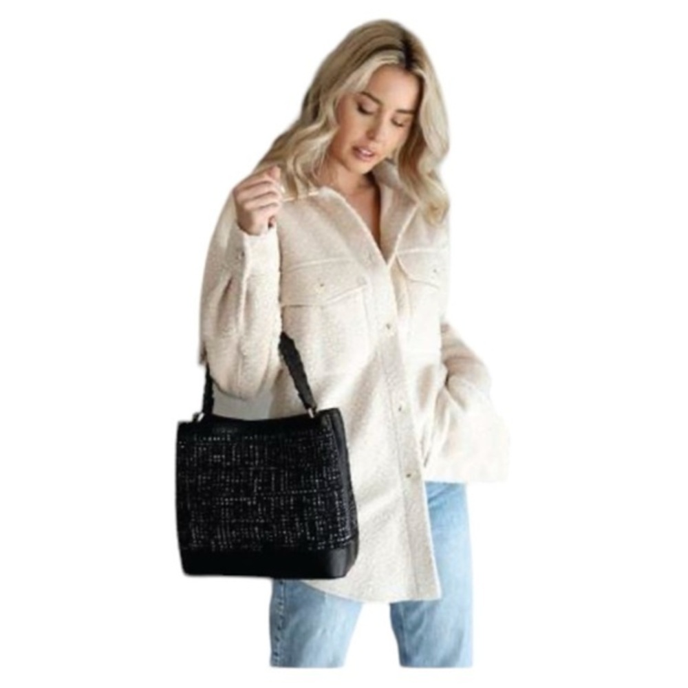 NWT Jen & Co Fleece Shacket in Cream Size 2XL/3XL